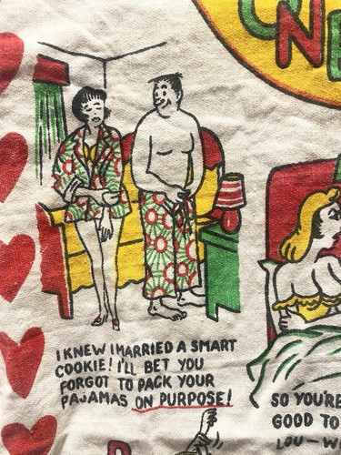 Vintage 1966 Honeymoon Crying Apron Tea Towel Novelty - photo 5