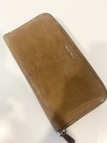 Miu Miu Brown Taupe Leather Zip Around Continental Wallet - photo 2