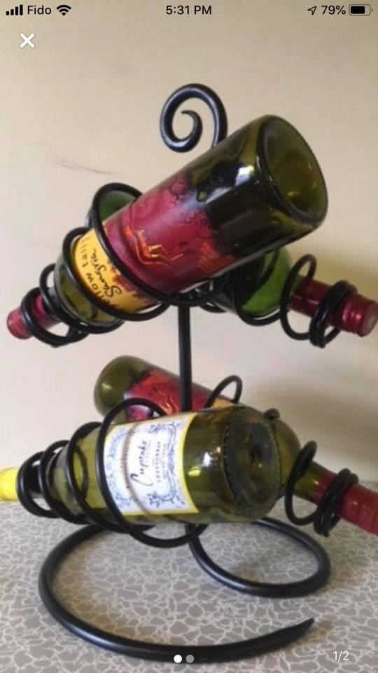 4-Bottle Wrought-Iron Table-Top Wine Rack - photo 3