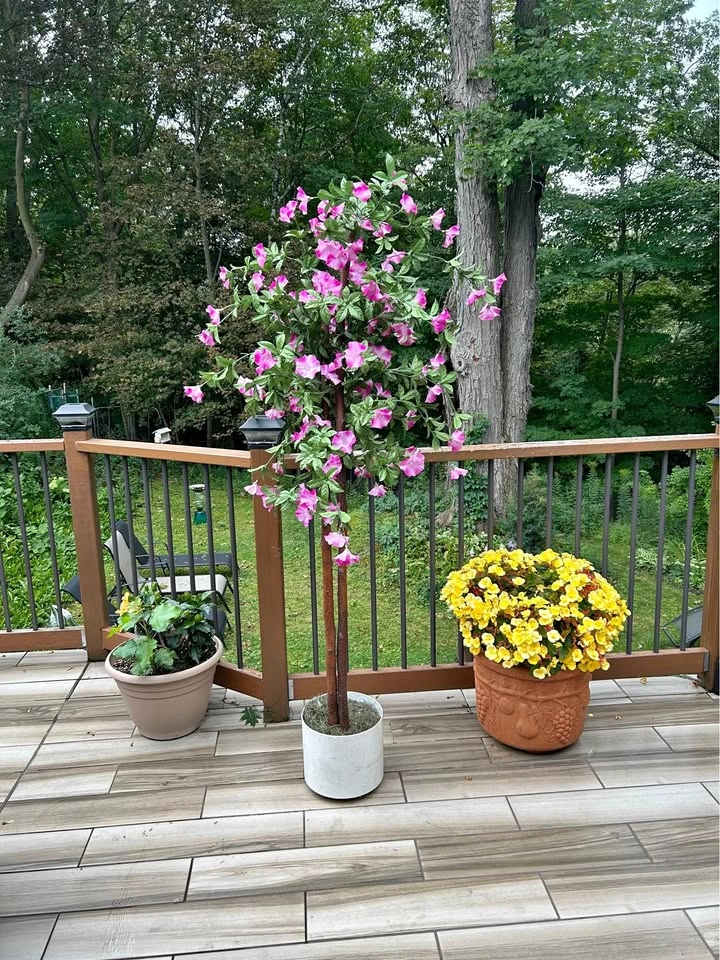 5.5ft Faux Pink Morning Glory / Bougainvillea Topiary Tree