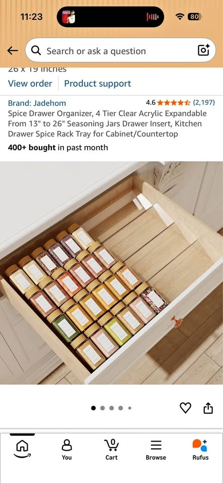 Jadehom Spice Drawer Organizer, 4 Tier Clear Acrylic Expandable