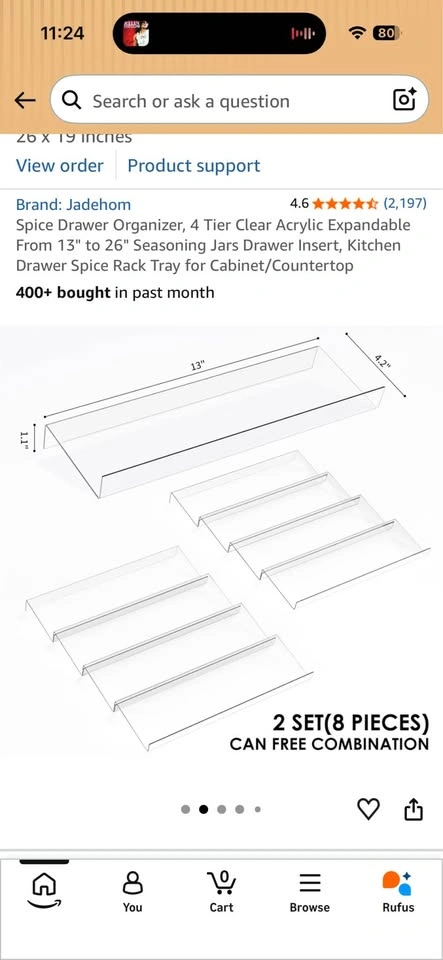 Jadehom Spice Drawer Organizer, 4 Tier Clear Acrylic Expandable - photo 2