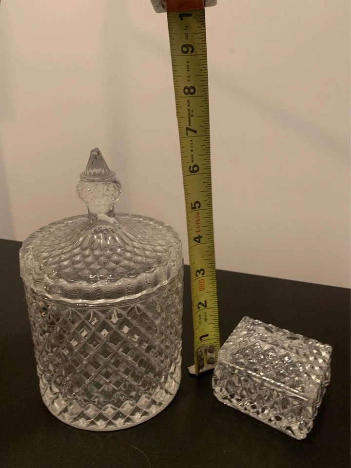 Vintage Cut Glass Crystal Canister and Trinket Box Set - photo 2