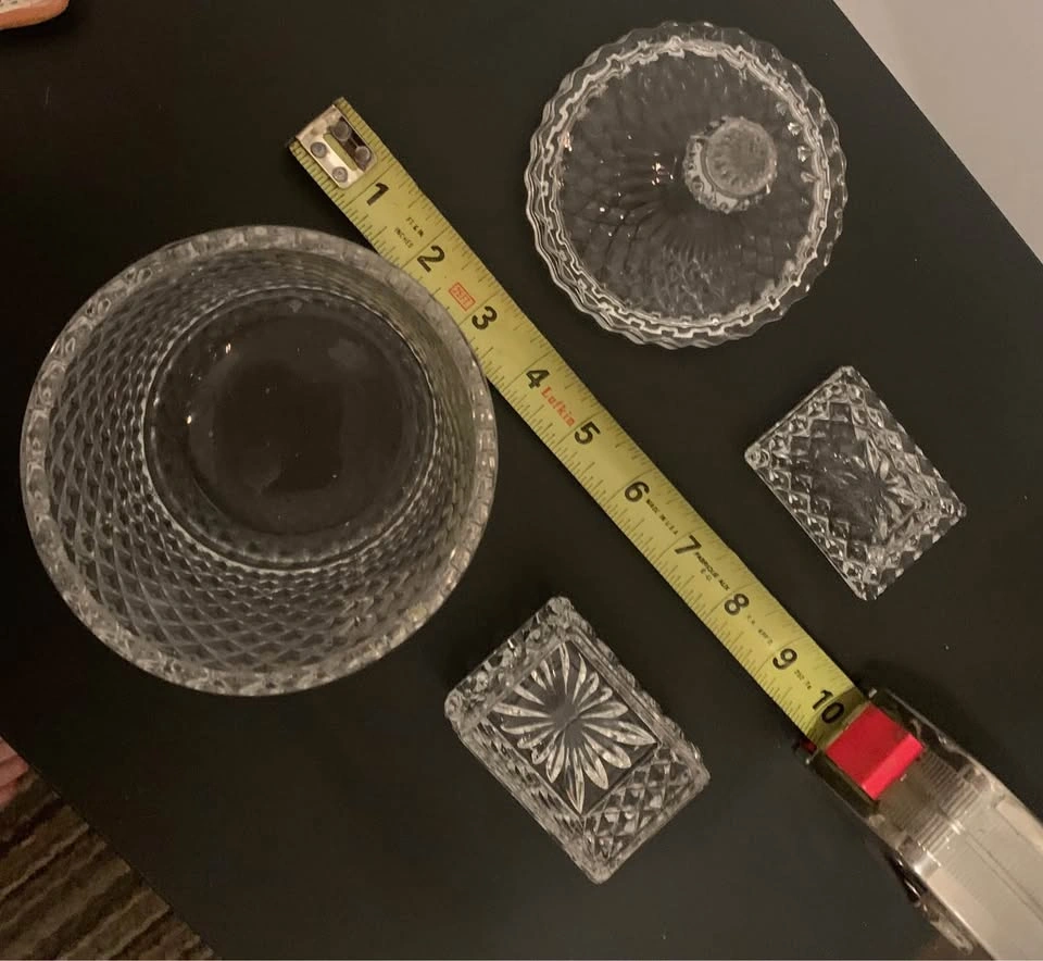 Vintage Cut Glass Crystal Canister and Trinket Box Set - photo 3