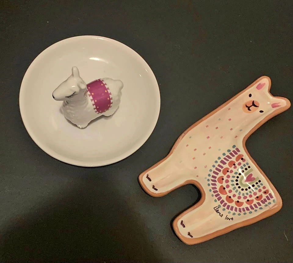 Llama Ring Dish and Trinket Tray Set