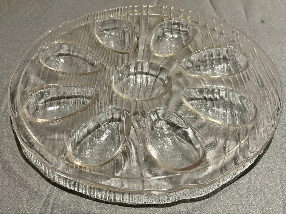 Vintage Clear Glass Deviled Egg Platter
