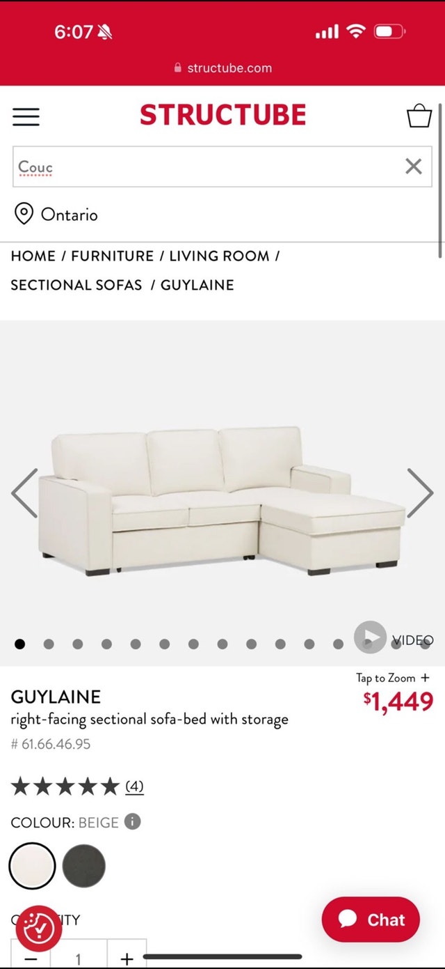 Structube Guylaine Sectional Sofa Bed