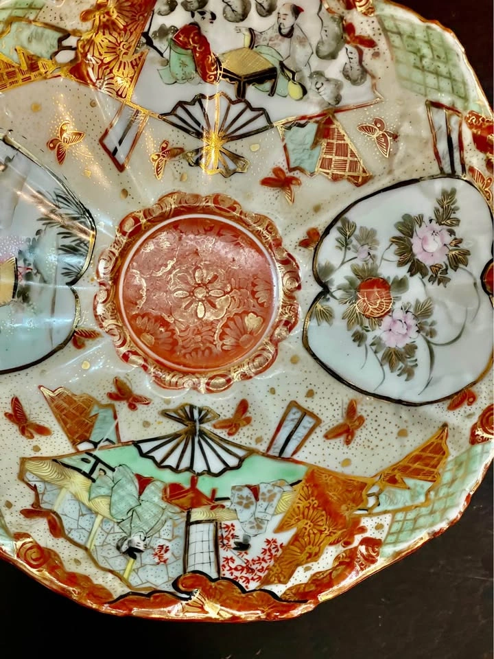 Vintage Japanese Decorative Large Bowl Hand Painted 10"D - photo 2