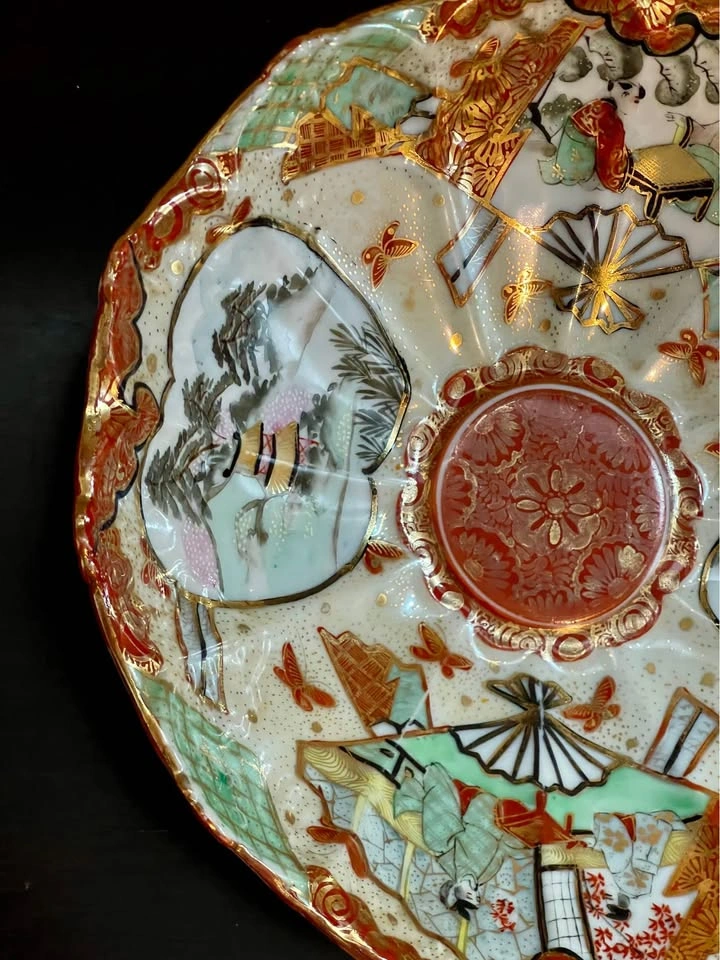 Vintage Japanese Decorative Large Bowl Hand Painted 10"D - photo 4