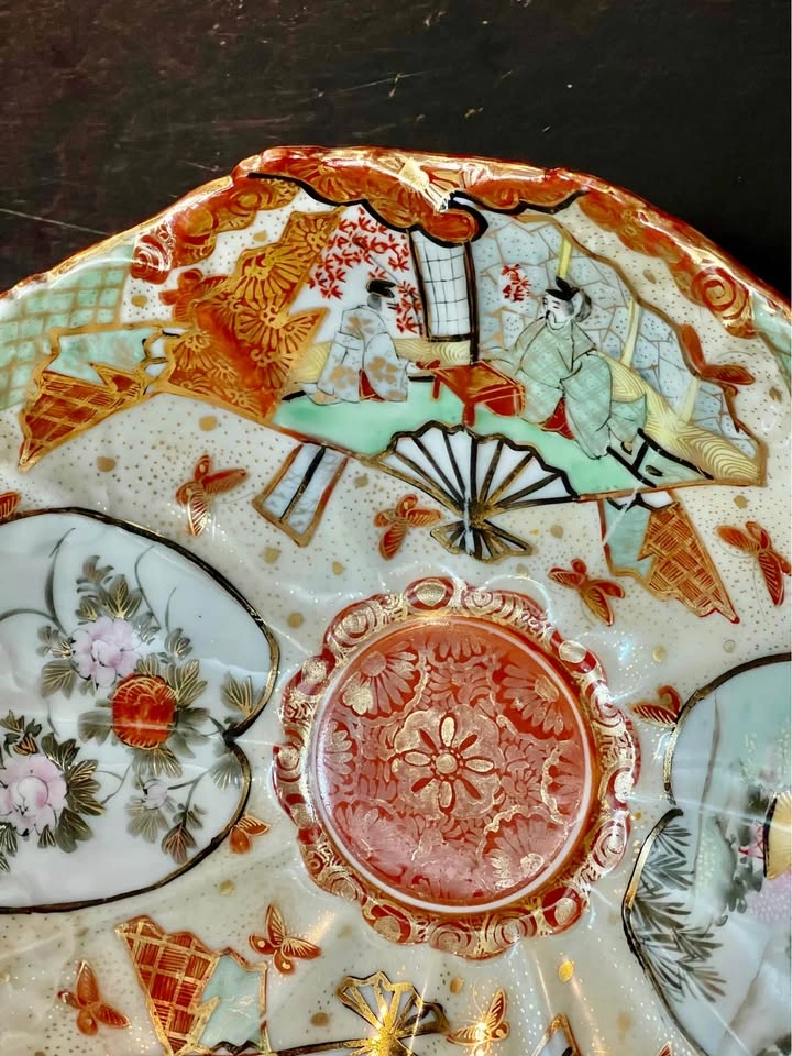 Vintage Japanese Decorative Large Bowl Hand Painted 10"D - photo 5