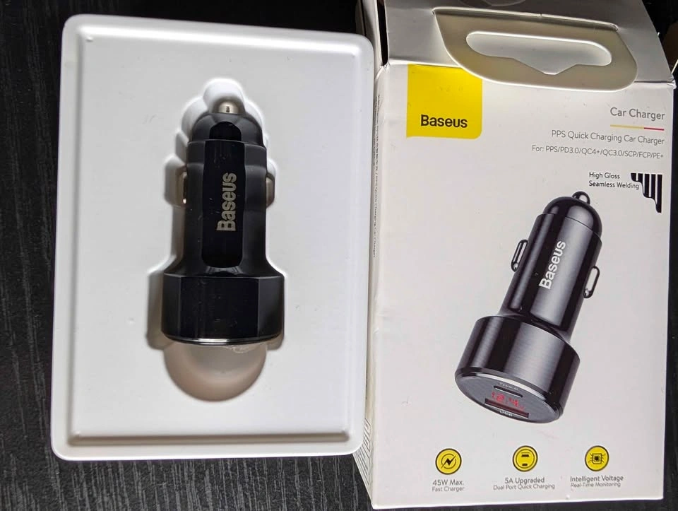 Baseus 45W Dual Fast Car Charger with display (PD3.0 PPS & more) - photo 3