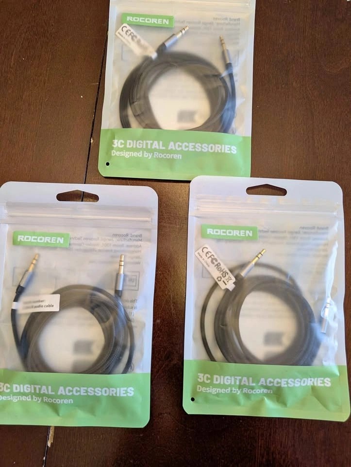 3.5mm 6ft braided audio cable male to male (3 pack)