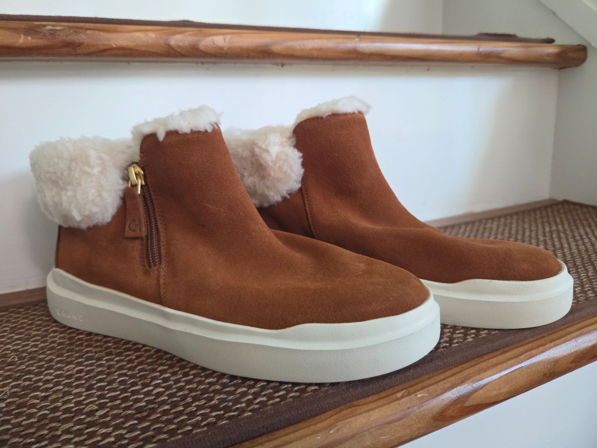 Cole Haan Grand Series Suede Shearling Ankle Boots