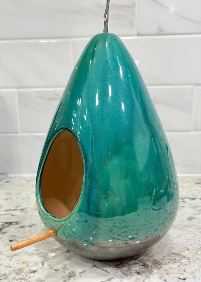 Raindrop Bird Feeder - Glazed Pottery image indicator(2)