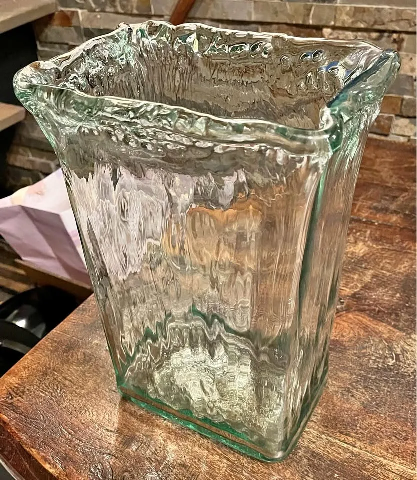 Large Tall Rectangular Recycled Glass Vase thumbnail