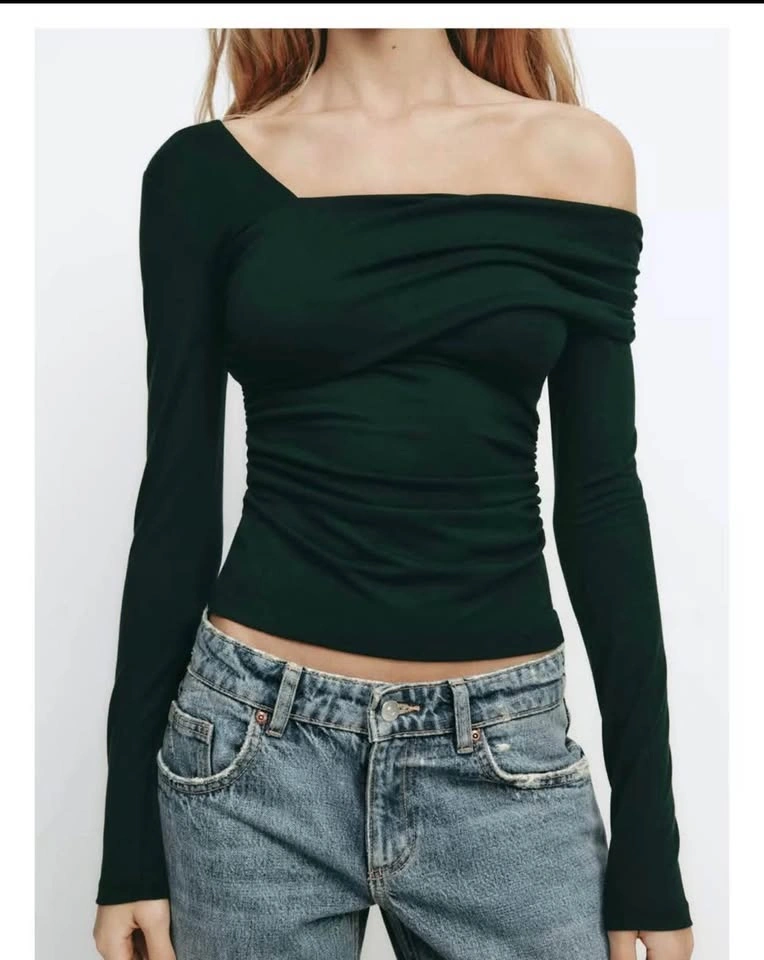 NEW ZARA ASYMMETRIC NECKLINE TOP SIZE SMALL - photo 4