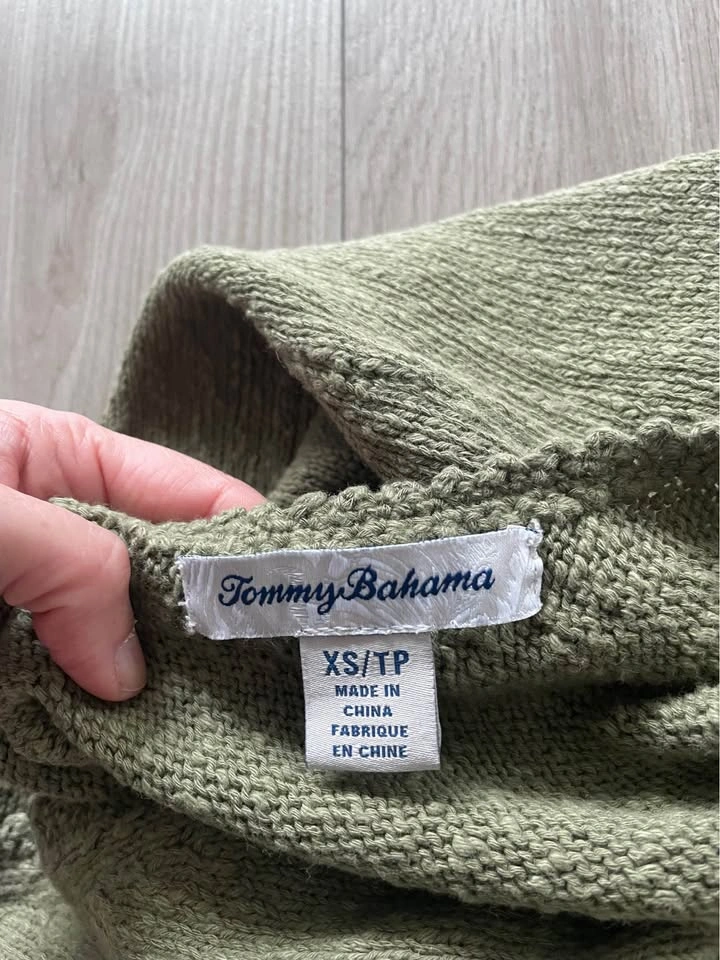 Tommy Bahama cotton and linen tank, double v, olive green, XS - photo 4