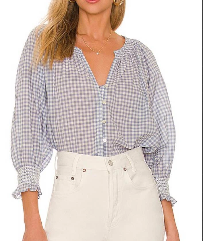 Rails Mariah blue gingham blouse, cotton, XS