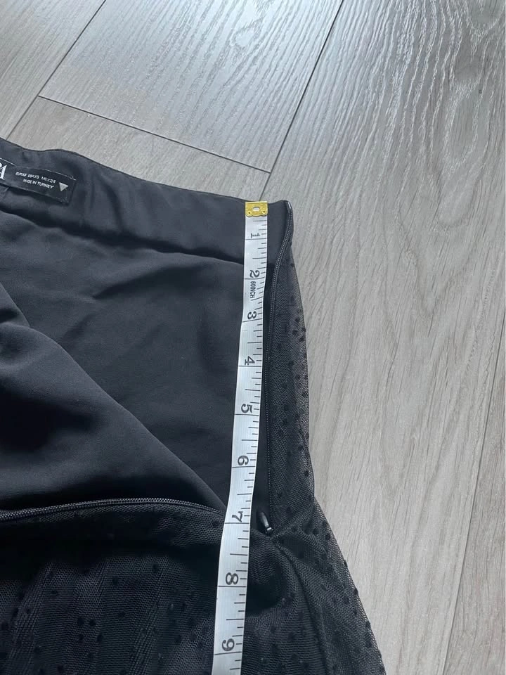 Zara plumetis black lined midi skirt, XS - photo 5