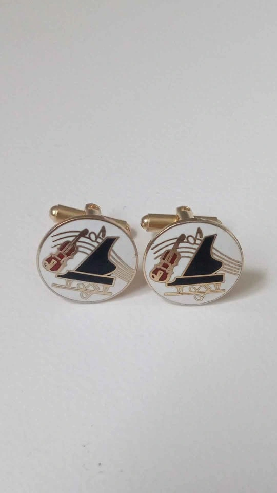 Musical Theme Enamel Cufflinks - Piano and Violin Vintage - photo 2