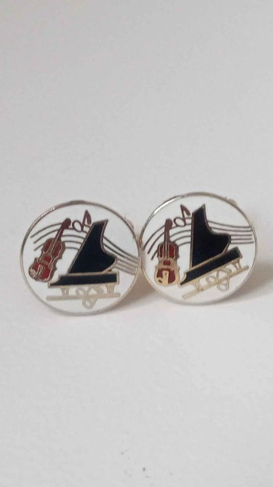 Musical Theme Enamel Cufflinks - Piano and Violin Vintage - photo 3