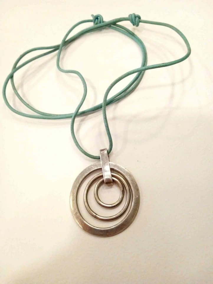Abstract Sterling Silver Pendant Necklace 925