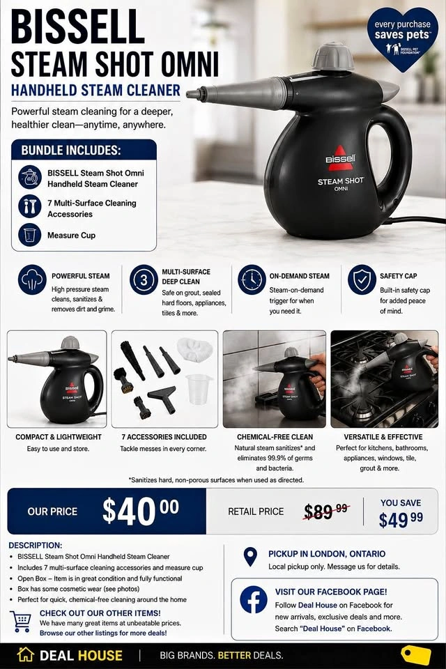 BISSELL Steam Shot Omni Handheld Steam Cleaner
