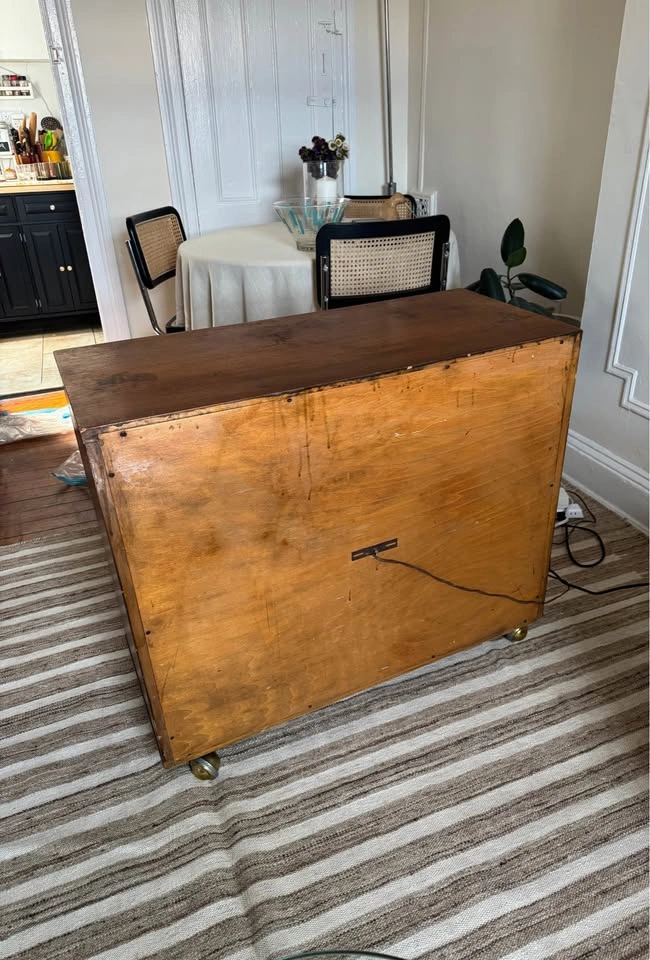 Vintage Illuminated Dry Bar Cabinet on Brass Casters - photo 4