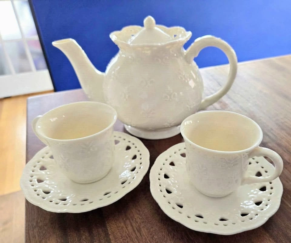 Skye McGhie "Cream Lace" Fine Porcelain Teaset