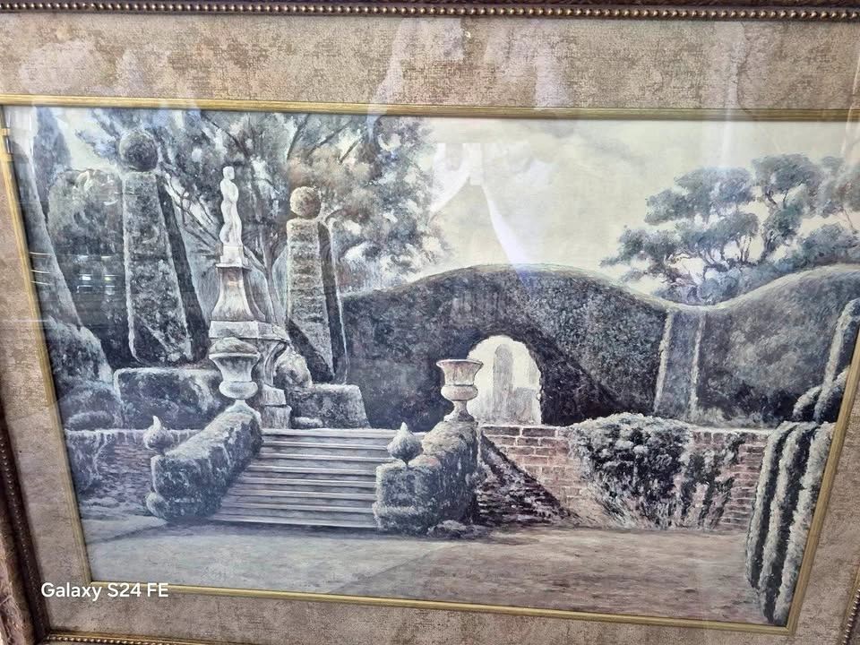 Framed Classical Garden Landscape Art