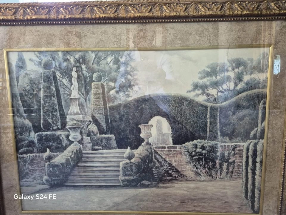 Framed Classical Garden Landscape Art - photo 2