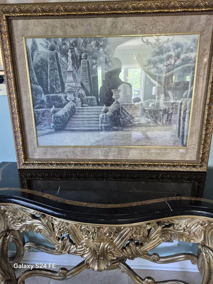 Framed Classical Garden Landscape Art - photo 3