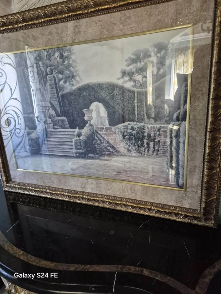 Framed Classical Garden Landscape Art - photo 4