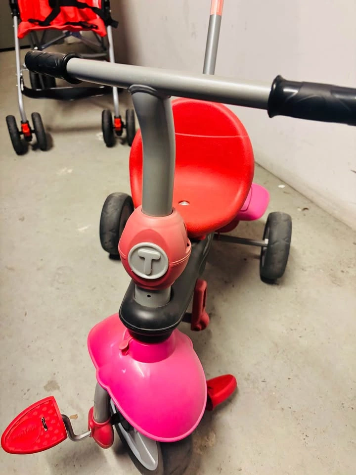 SmartTrike Pink and Red Tricycle with Push Handle - photo 3