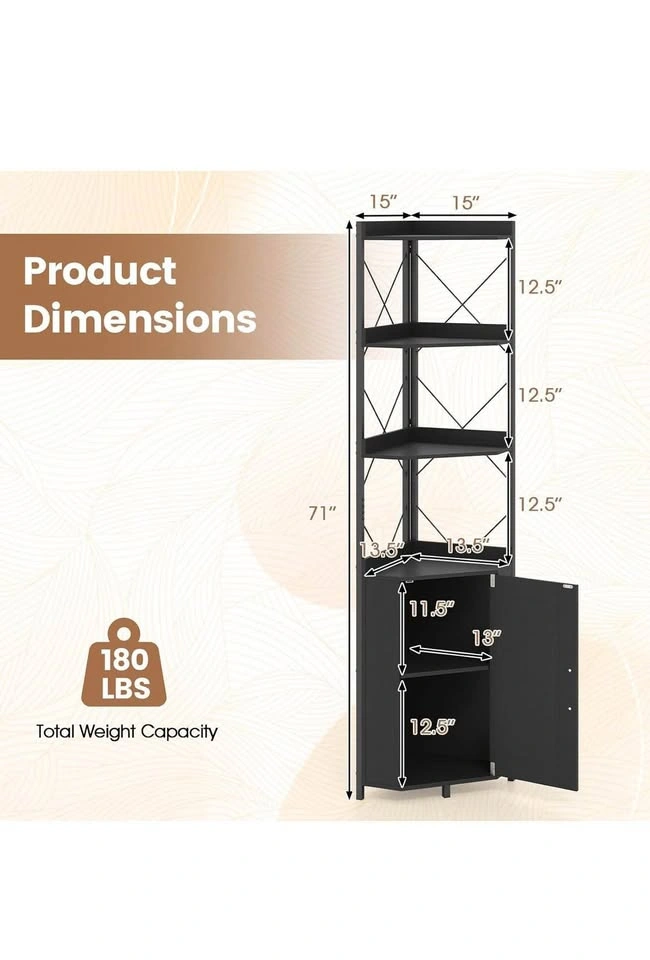 GIANTEX 6-Tier Corner Shelf, 71" Tall Freestanding Bookshelf - photo 3