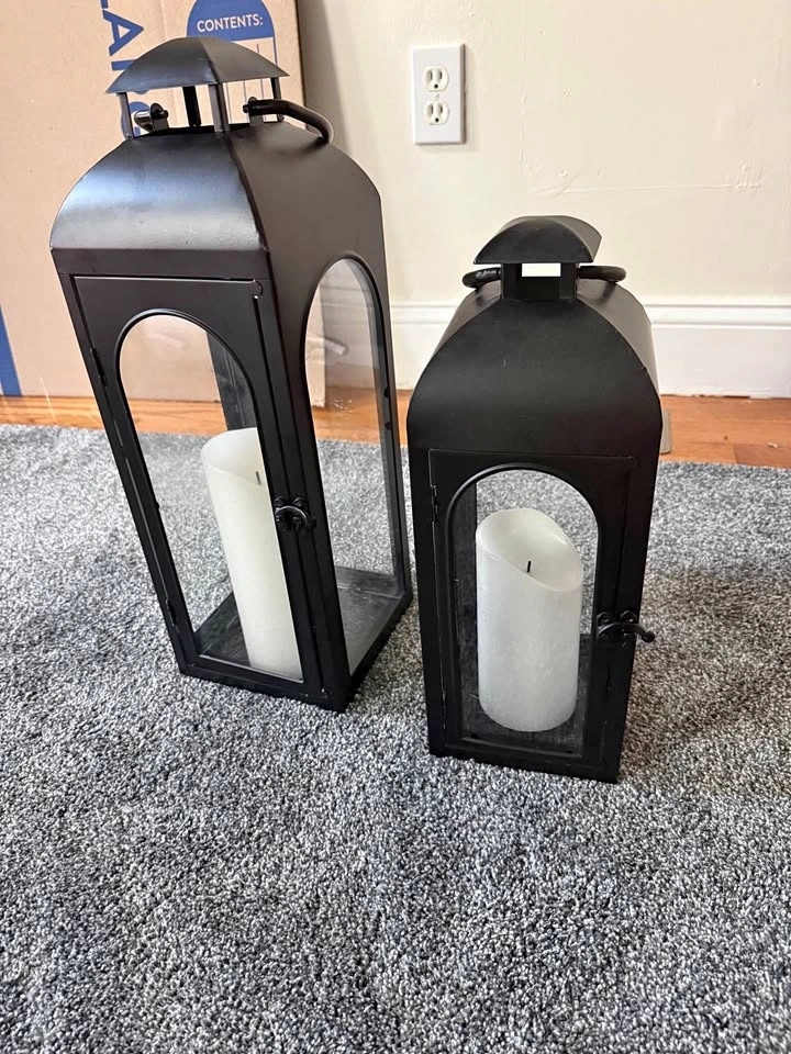 Metal lanterns and candle holders
