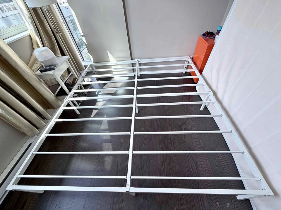 King Size Bed Frame, White, Metal