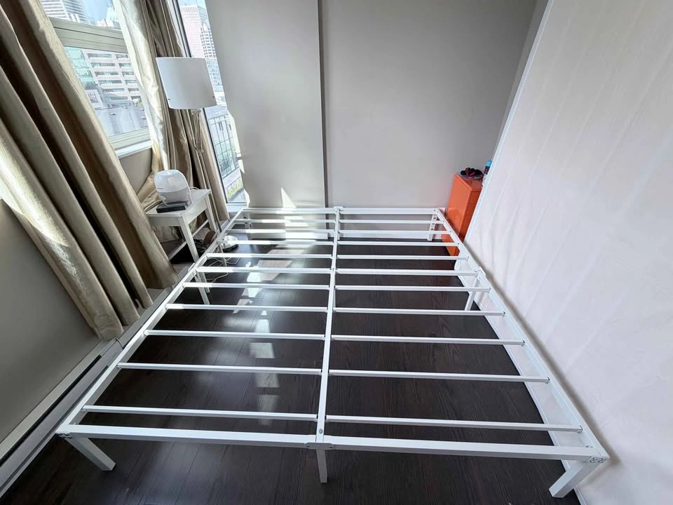King Size Bed Frame, White, Metal - photo 2