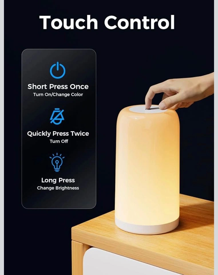 Smart Touch Bedside Lamp, Dimmable Night Lamp, Alexa Google Cont - photo 2