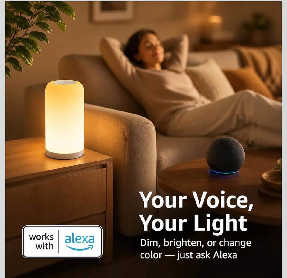 Smart Touch Bedside Lamp, Dimmable Night Lamp, Alexa Google Cont - photo 4
