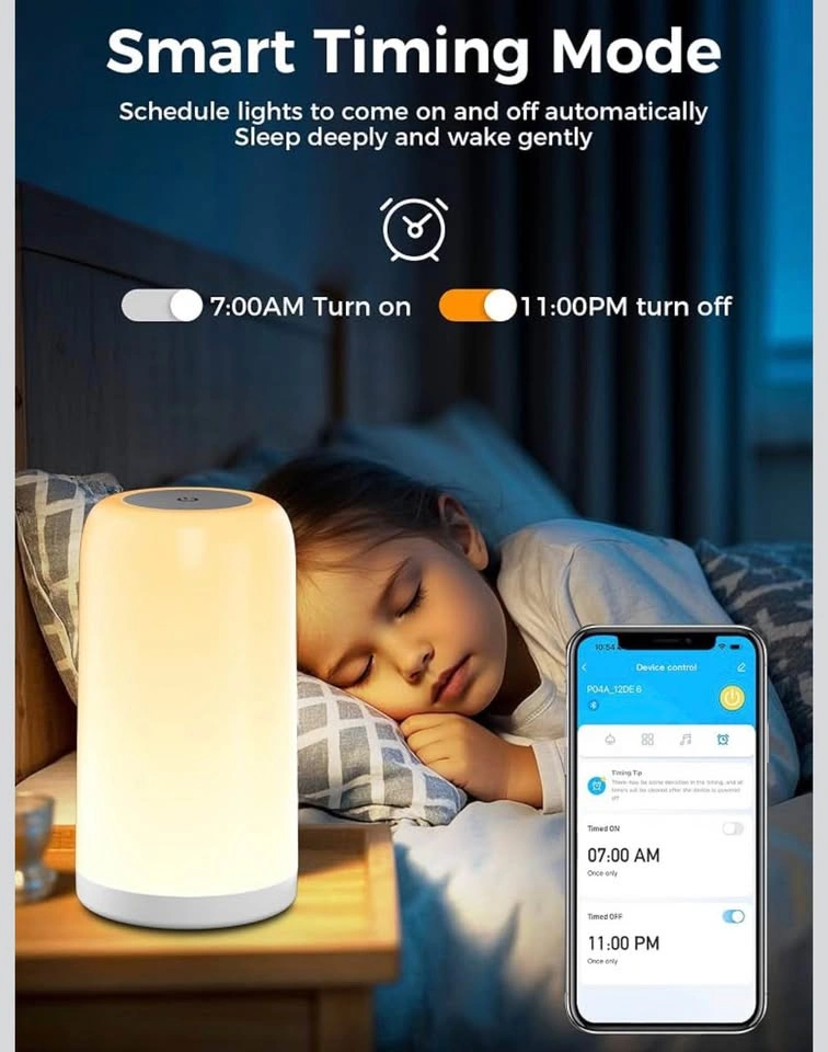 Smart Touch Bedside Lamp, Dimmable Night Lamp, Alexa Google Cont - photo 5
