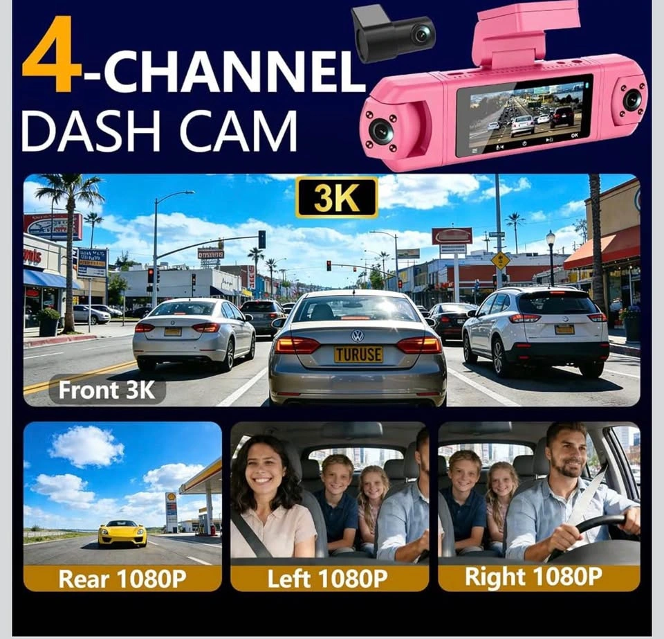 4 Channel Dash Cam 360° View 3K Front + 1080P Rear/Side - photo 3