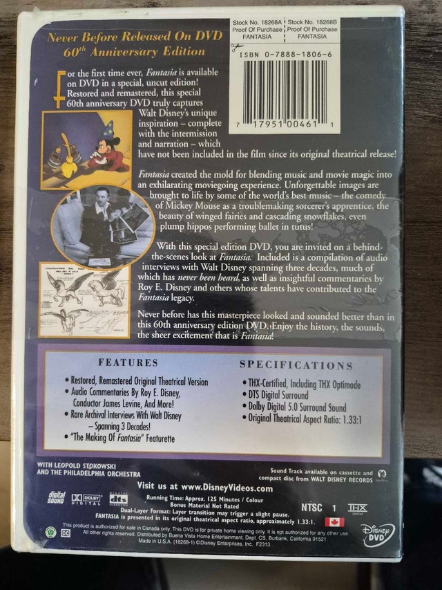 BRAND NEW Walt Disney's Fantasia 60th Anniversary Edition DVD - photo 2