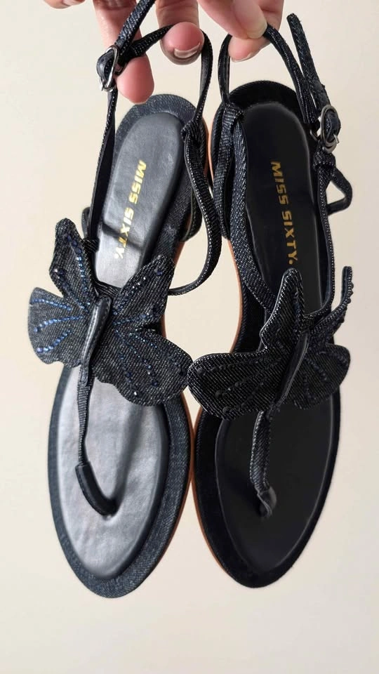 Miss Sixty Women's Butterfly Denim Sandals - size 7.5 - photo 2