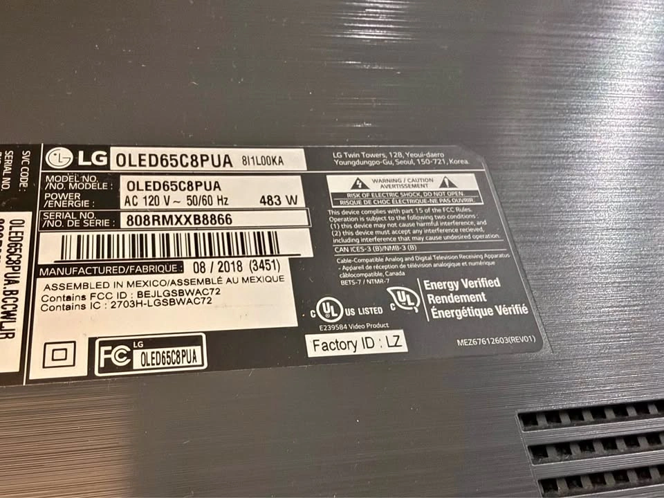 LG OLED C8 65” TV for Parts