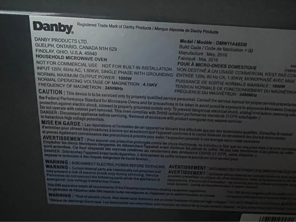 Microwave Oven Danby DMW11A4SDB - photo 3