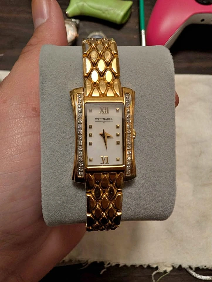 Wittnauer Diamond Accent Ladies MOP Gold Tone Swiss Quartz Watch