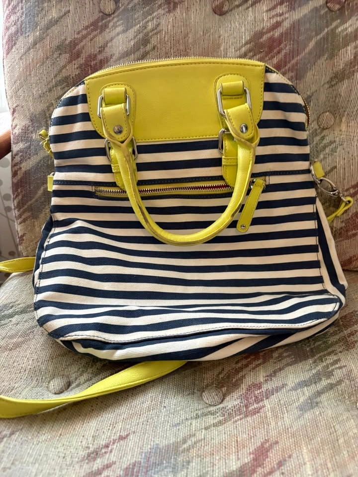 Material Girl Striped Satchel Crossbody Bag - photo 2