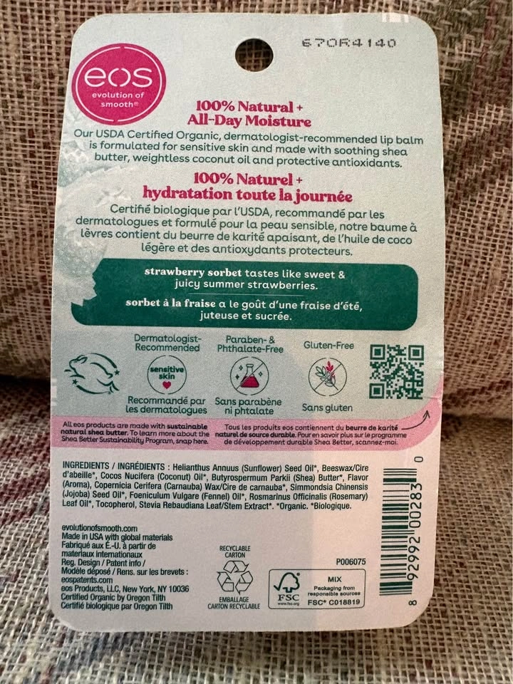 EOS Brand New Organic Strawberry Sorbet Lip Balm - photo 3