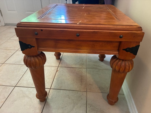 Rustic Solid Wood End Table with Storage Drawer